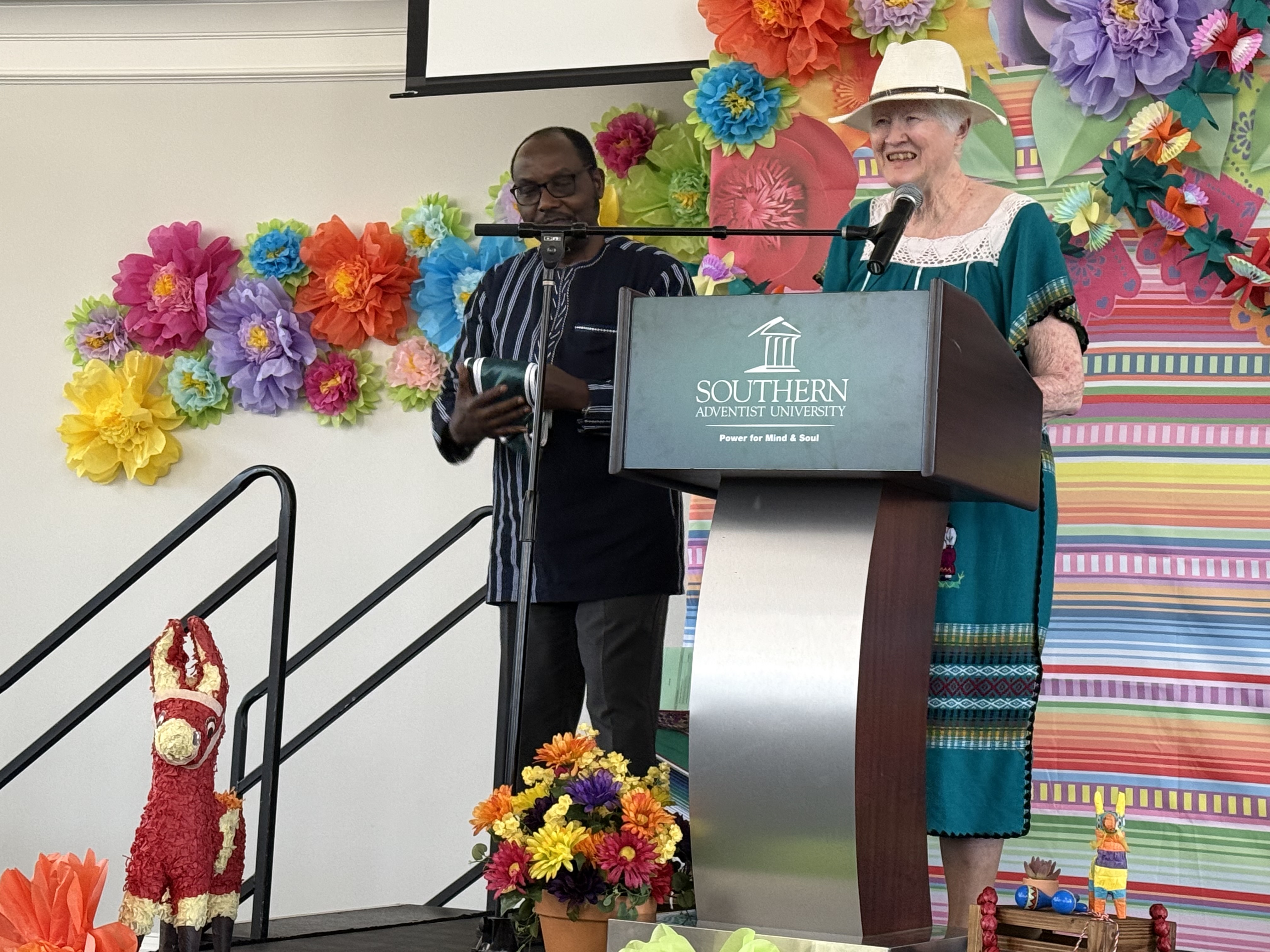 Dr. Royo and Dr. Pierre celebrating students one last time