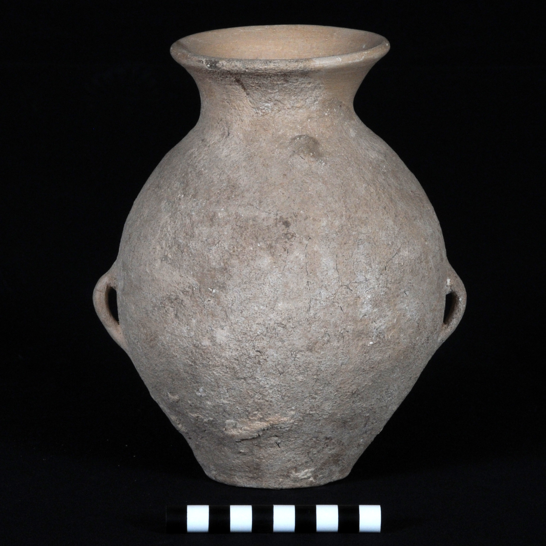 a grey double-handled jar