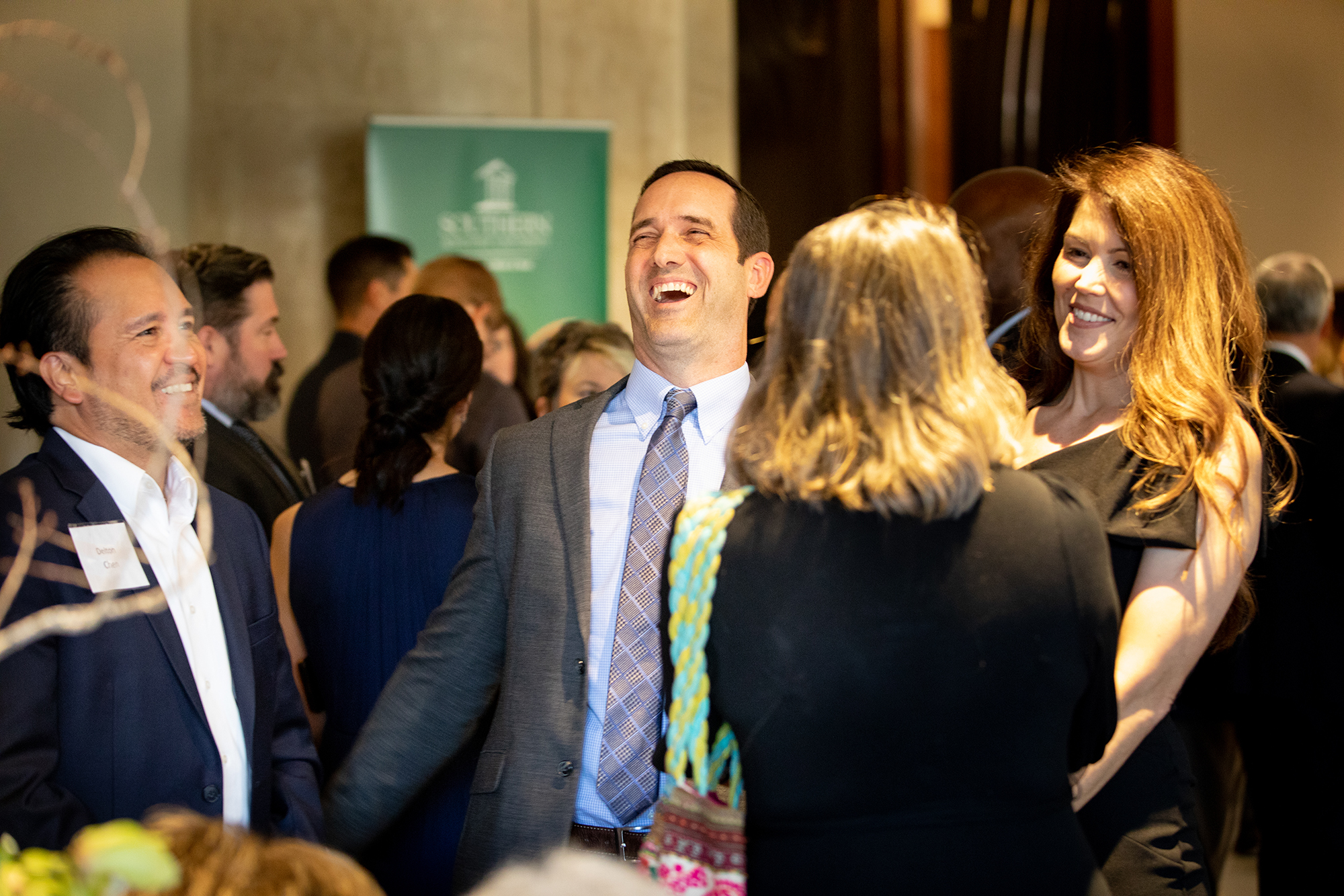 people talking and laughing