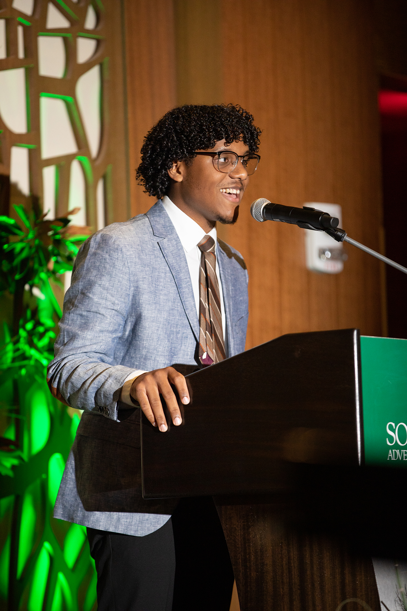 A student speaking up front