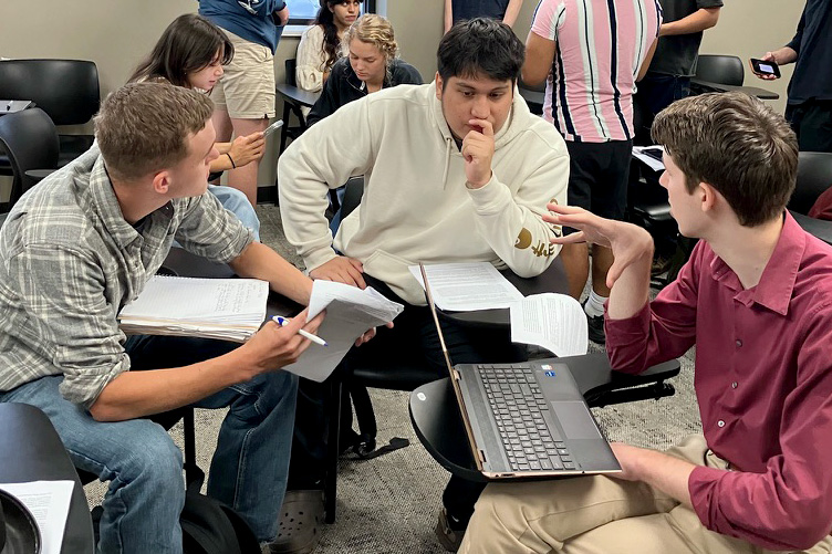 students work together in a group